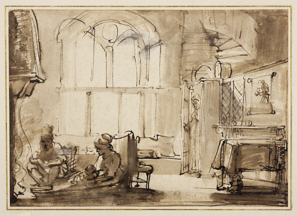 Man, vrouw en kind in interieur