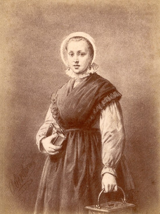 Vrouw in klederdracht (foto van schilderij van Otto Eerelman, uit album)