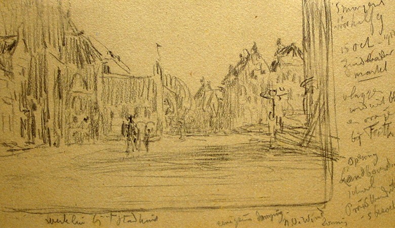 Grote Markt Noordzijde, werklui bij het stadhuis