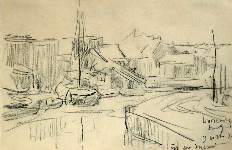 Vanaf de Korrewegbrug, ijs en sneeuw