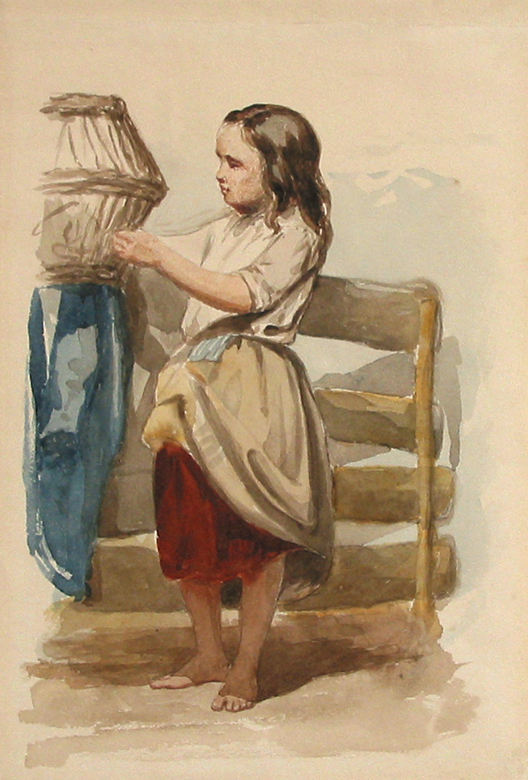 Meisje met vogelkooi