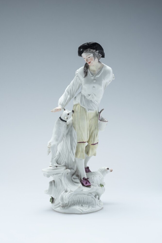 Herder met hond en schaap