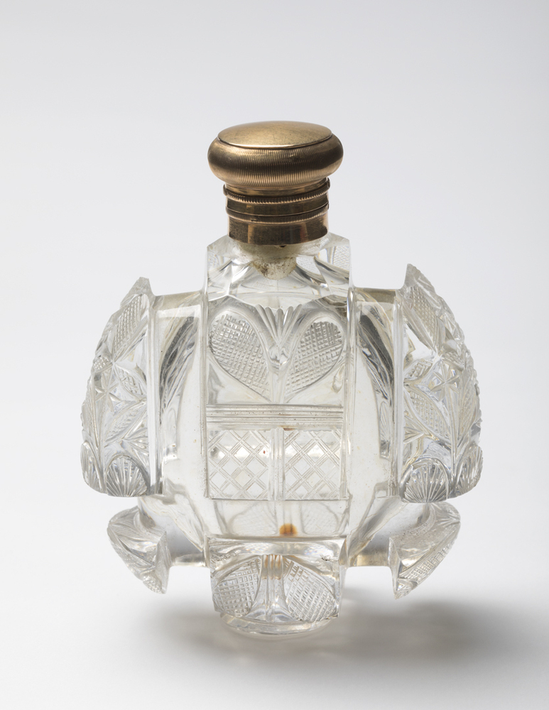 Kristallen flacon met gouden dop