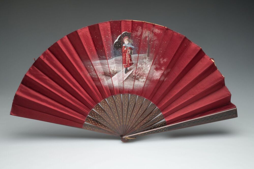 Vouwwaaier van rood satijn