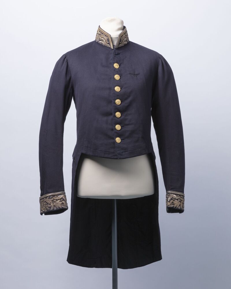 Donkerblauwe rokjas van laken