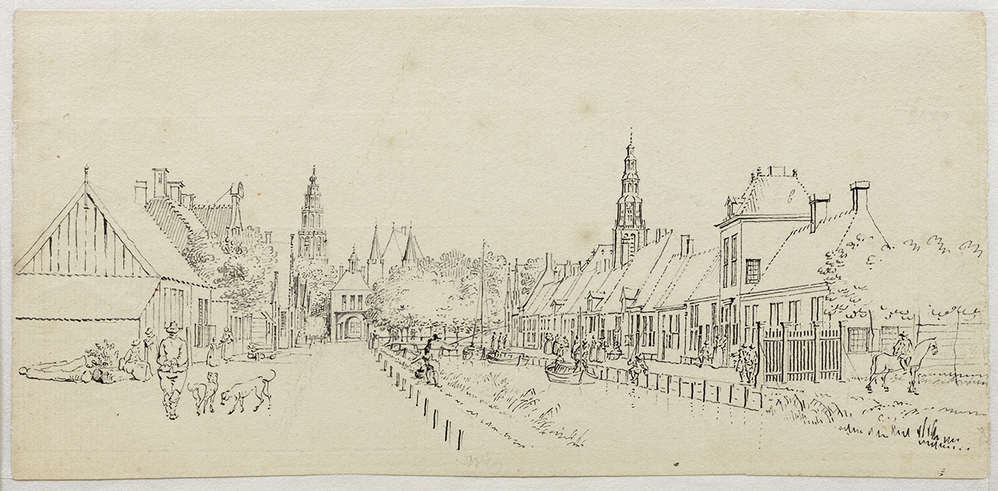 Hoendiep buiten de Aa-poort, gezien in de richting van de stad (voorstudie)