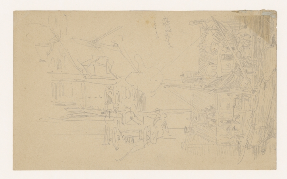 Turfsingel, oude huisjes en situatie zandkar Turfsingel-Bloemstraat