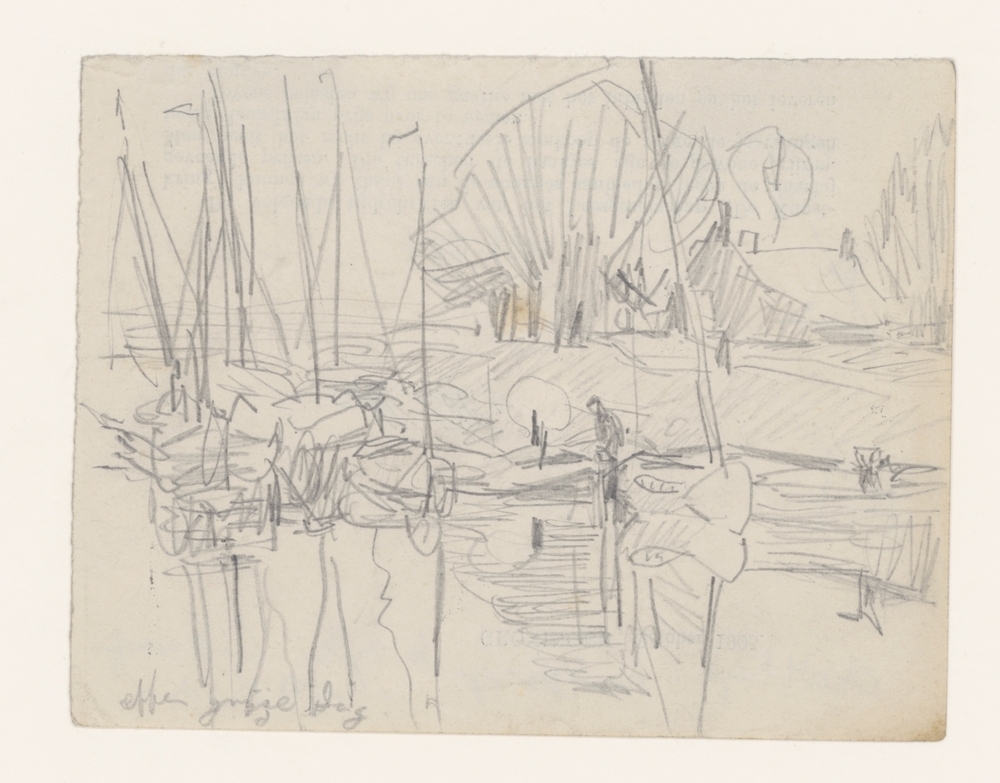 Reitdiep, huisjes op de dijk bij de werf