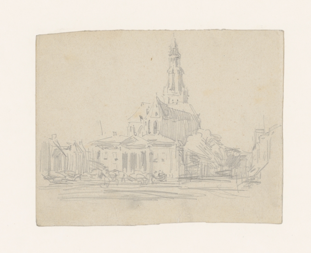 Vismarkt met koolwagens (A-kerk, Korenbeurs)