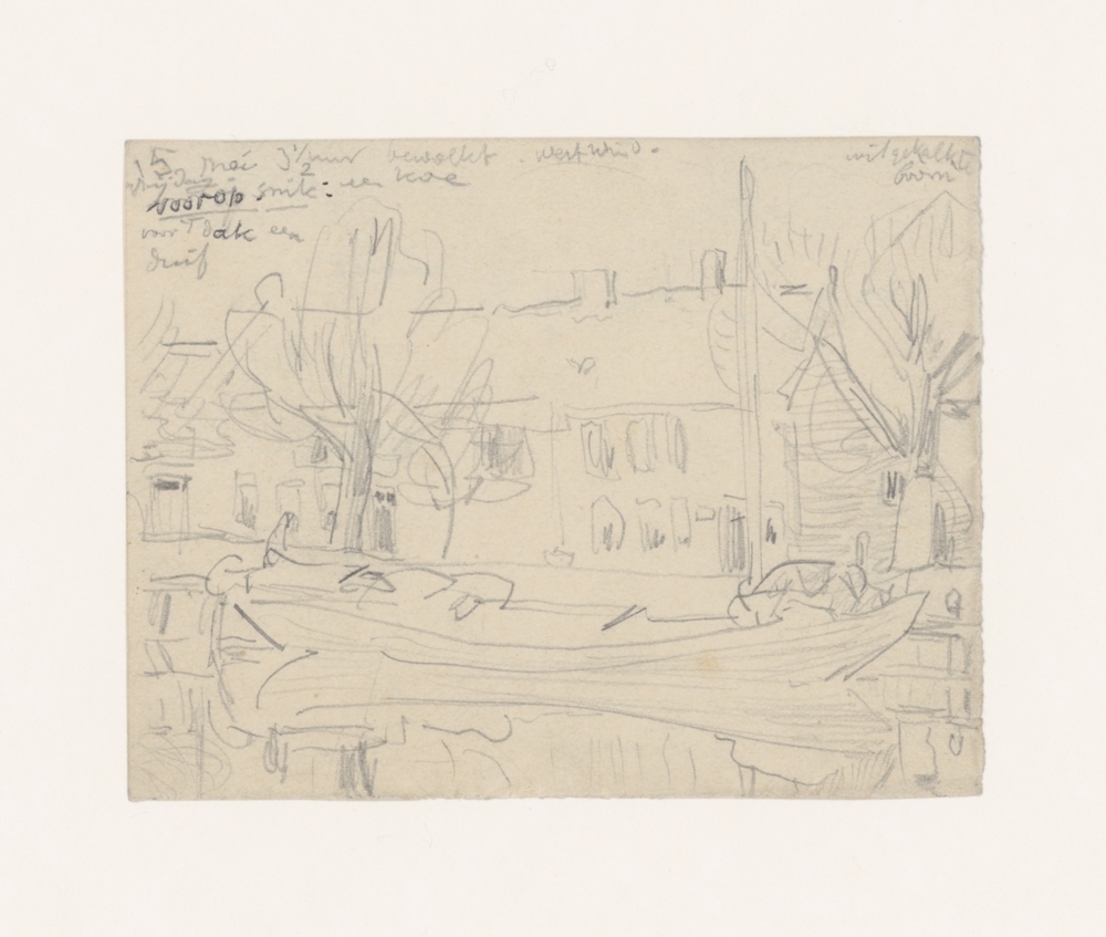 Trekschuit in Winschoterdiep, tegenover de Griffestraat