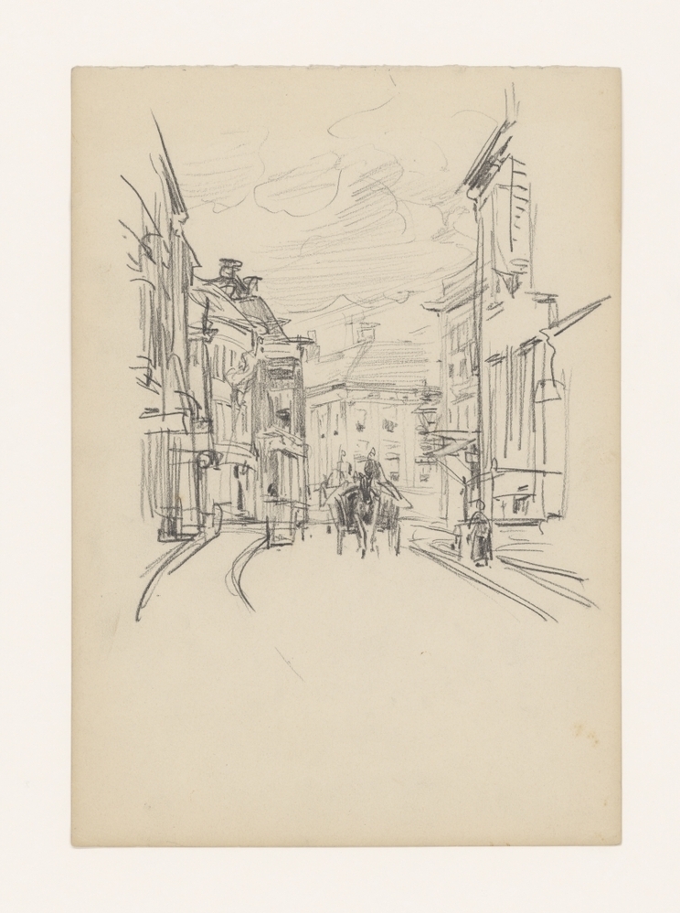 Poelestraat naar de Grote Markt gezien, met hotel De zeven provincieën