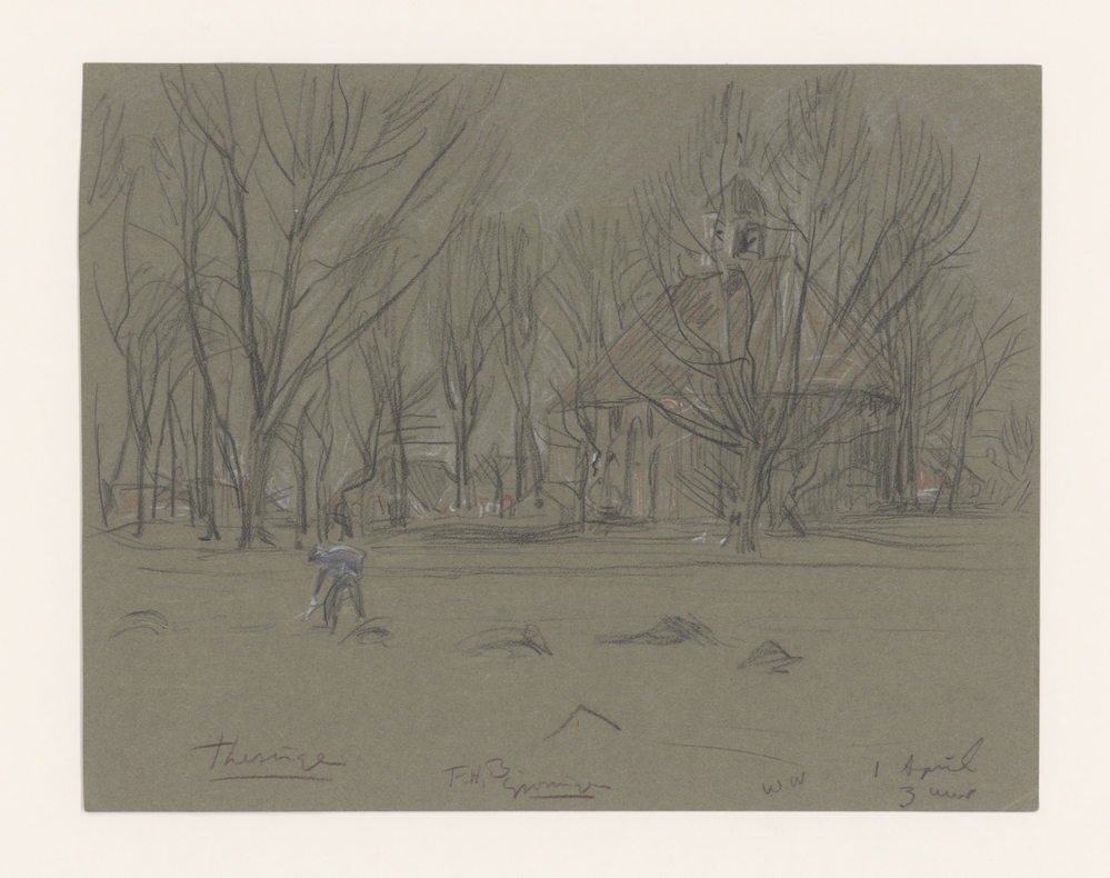 Gezicht op de kerk te Thesinge