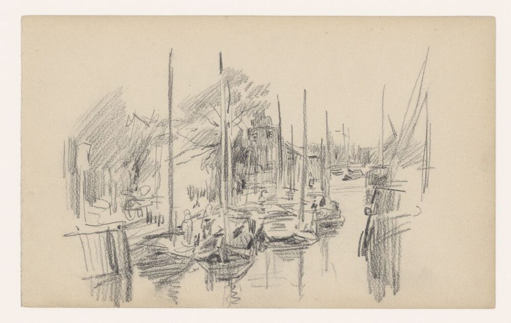 Binnen Damsterdiep met trekschuiten