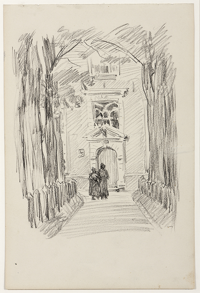 Nieuwe Kerkhof met ingang van de Nieuwe Kerk