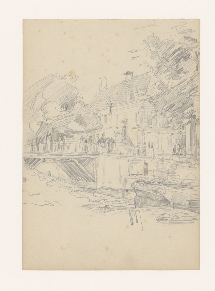 Ebbingebrug met hoekhuis apotheek De Zaaier