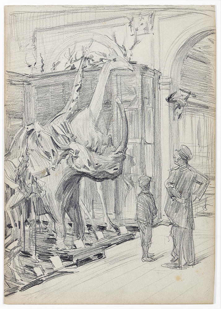 Museum van Ankum met oude knecht van de prof. Theijssen en kleinzoontje