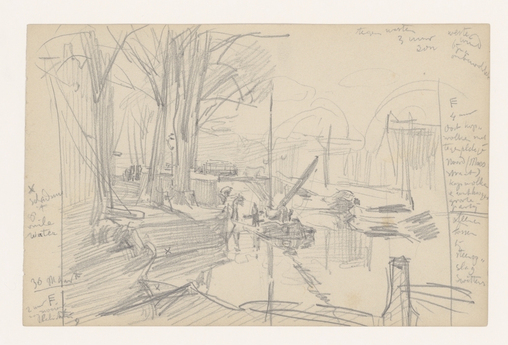 Ebbingebrug met paardetram, langs de steenhopen van Switters gezien