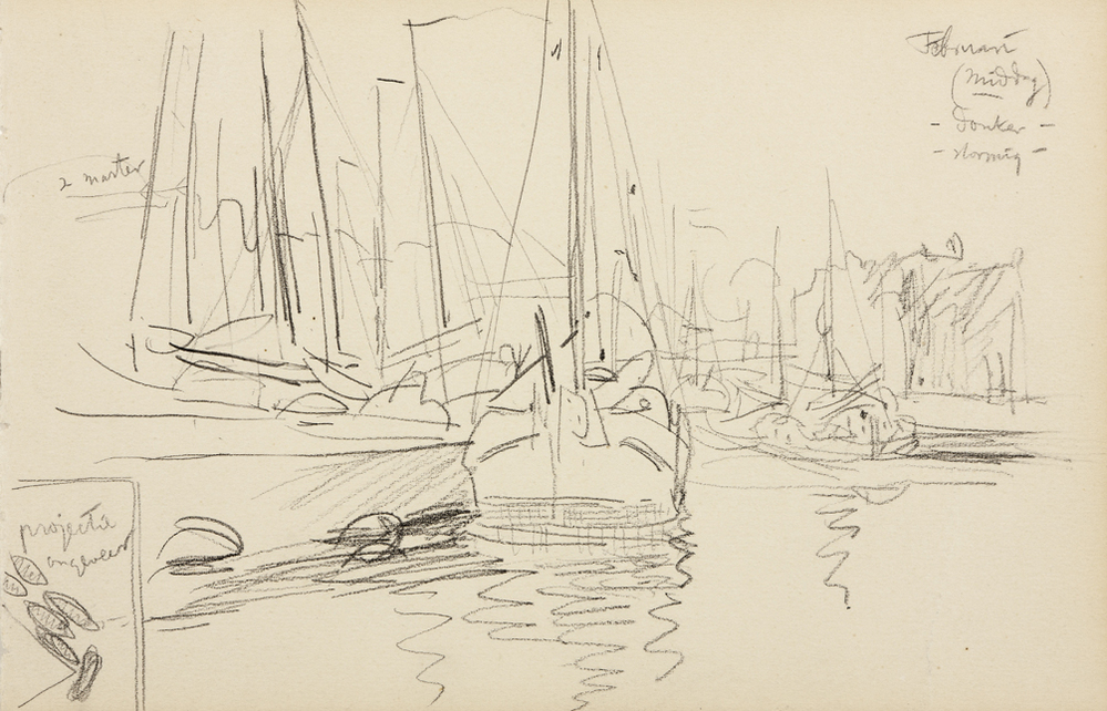 Reitdiep met schepen, vanaf Kranewegbrug