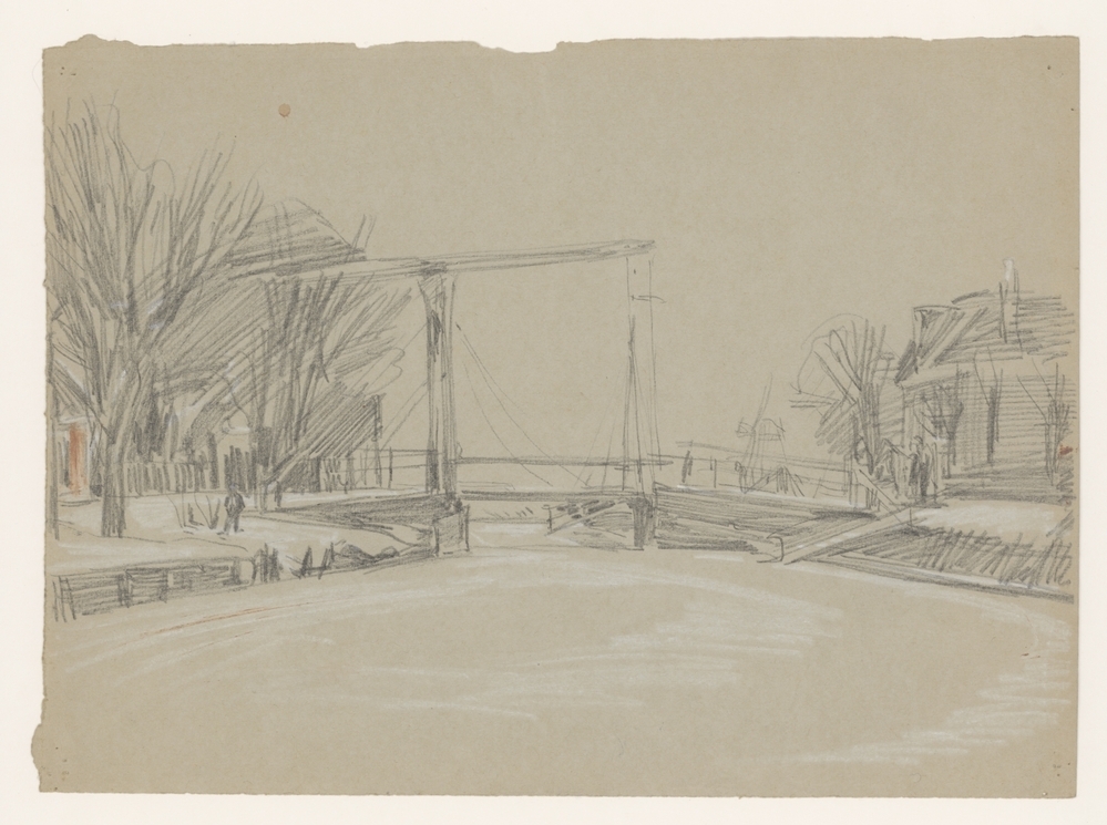 Oosterhogebrug naar de stadskant gezien, wintergezicht