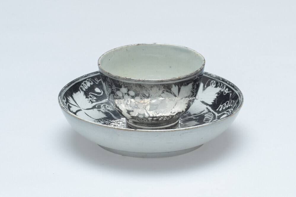 Kop en schotel van zilverluster