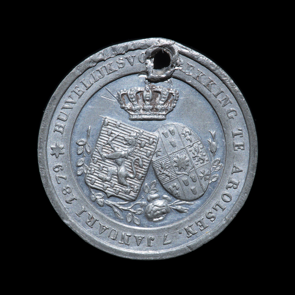 Penning Huwelijksvoltrekking Koning Willem III met Emma Waldeck Pyrmont, 1879