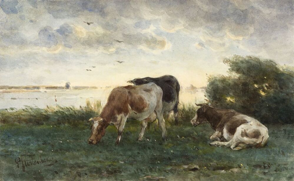 Landschap met drie koeien