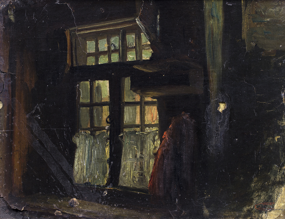 Studie van interieur met groot venster