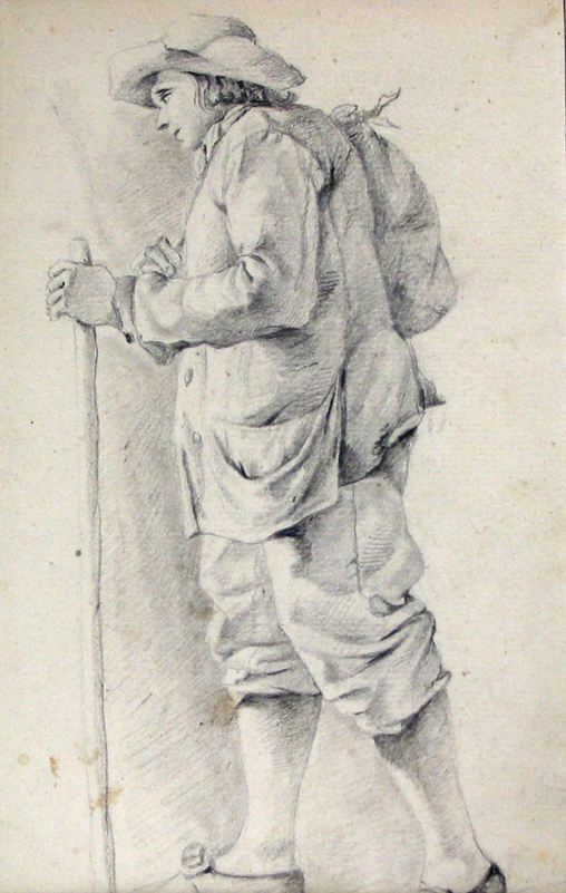 Man met wandelstok en rugzak