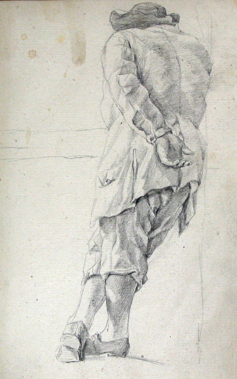 Staande man op rug gezien leunend op balk