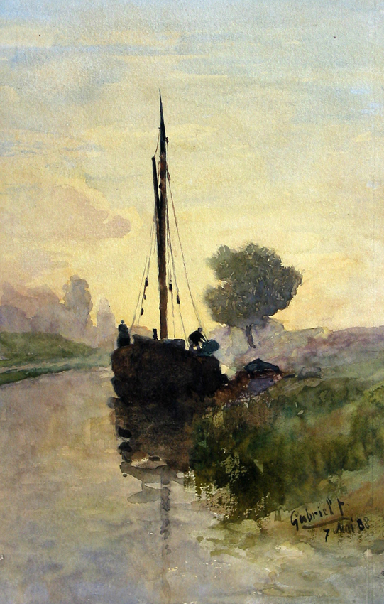 Boot bij zonsondergang