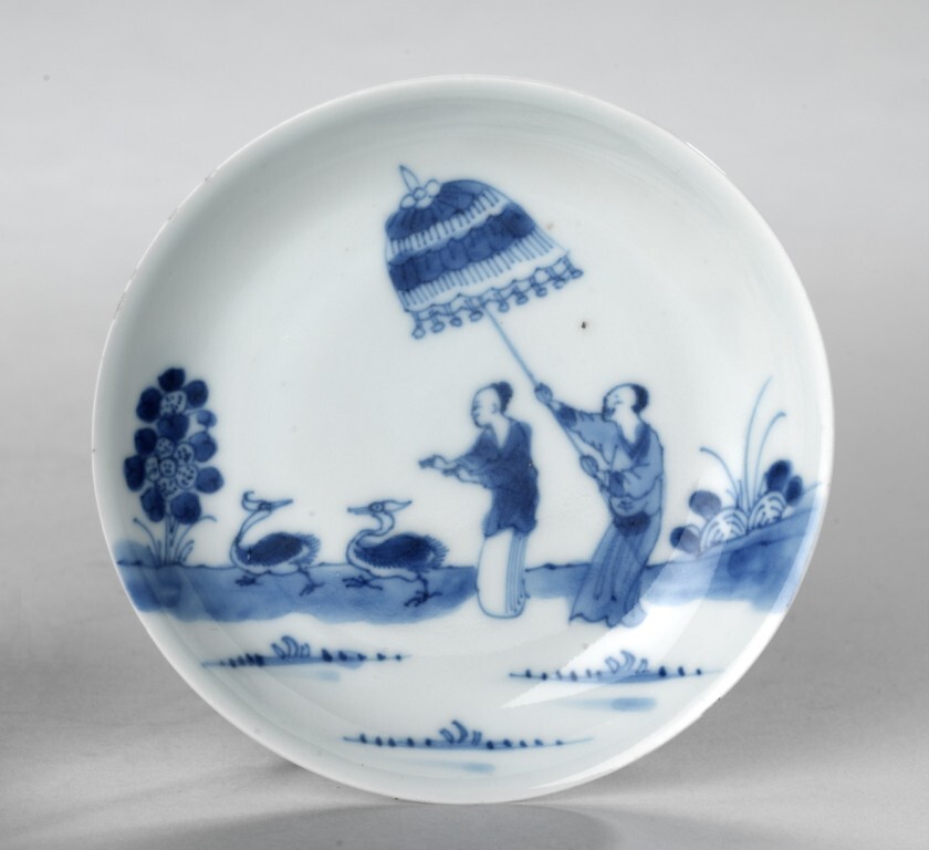 Schoteltje met parasoldames naar Cornelis Pronk