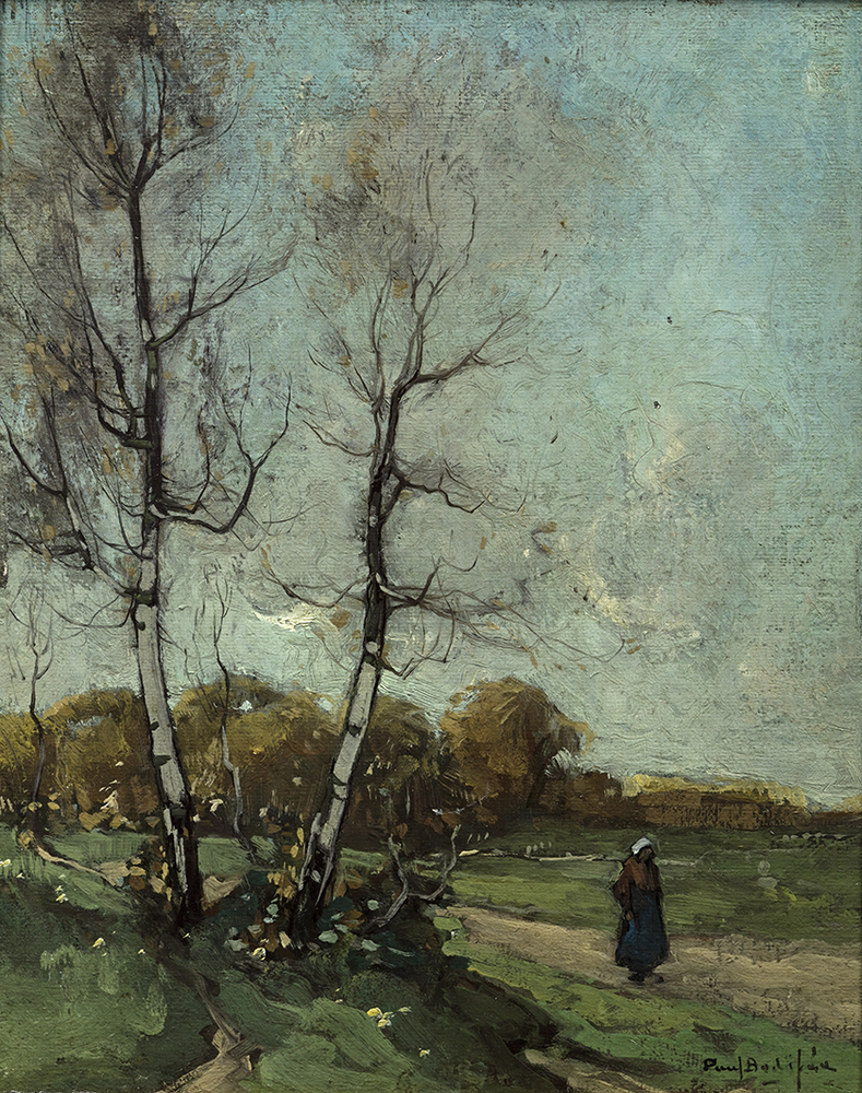 Landschap met vrouw op weg