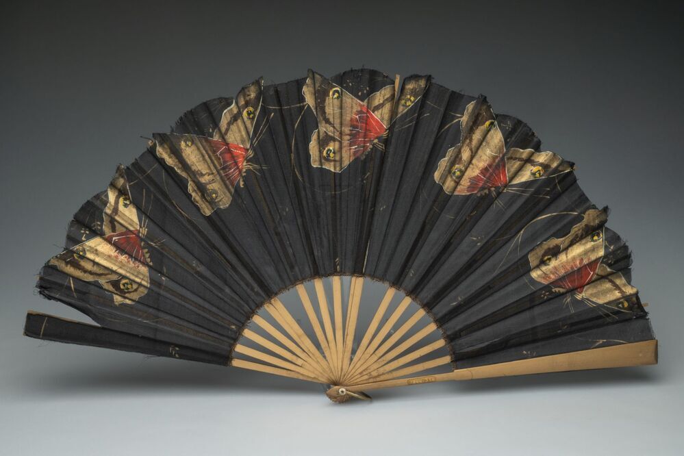 Vouwwaaier van zwart gaas