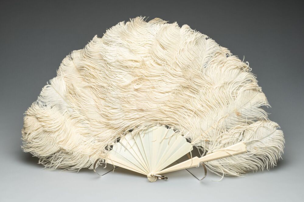 Vouwwaaier met struisvogelveren