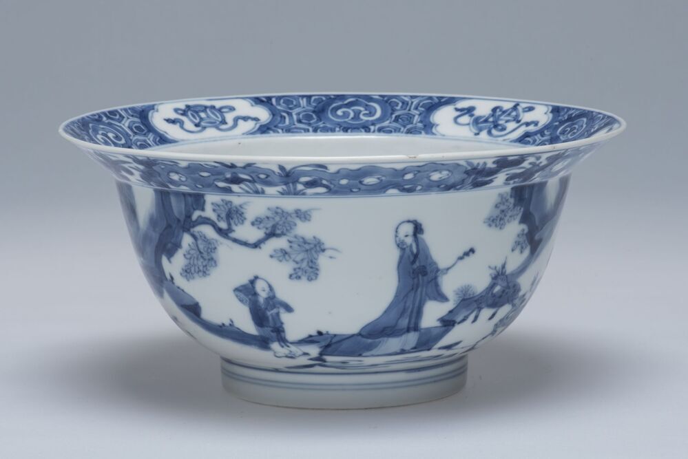 Klapmutskom met geleerde, student en kraanvogels