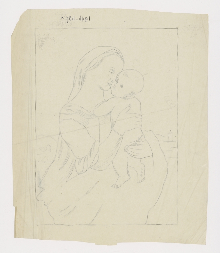 Drie tekeningen met ´Moeder met kind´