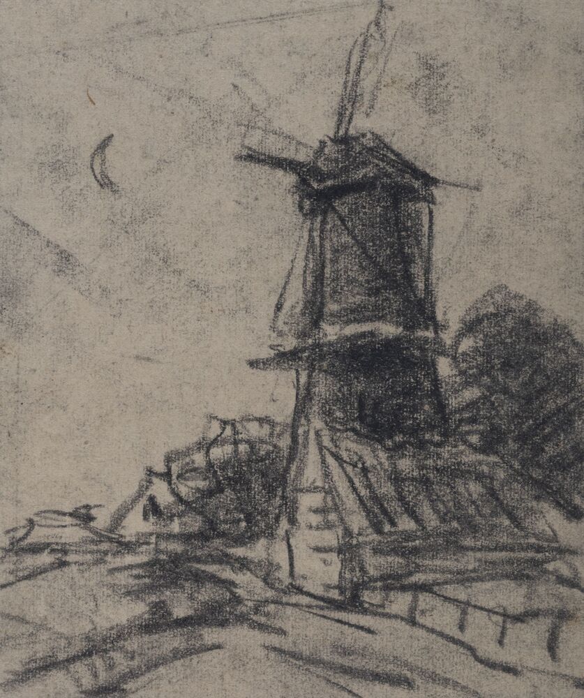 Molen bij maanlicht