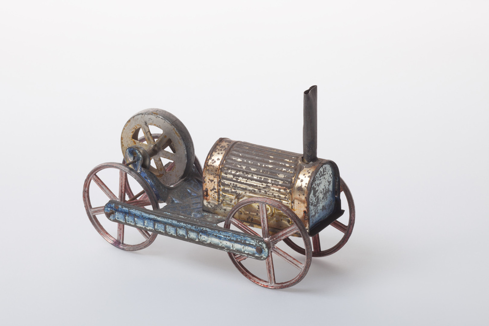 Bontgeverfde metalen locomotief