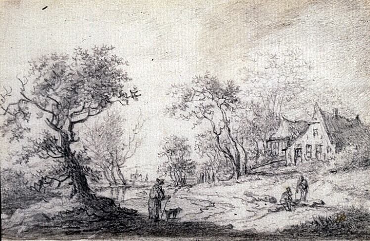 Drents landschap met boerenhuis