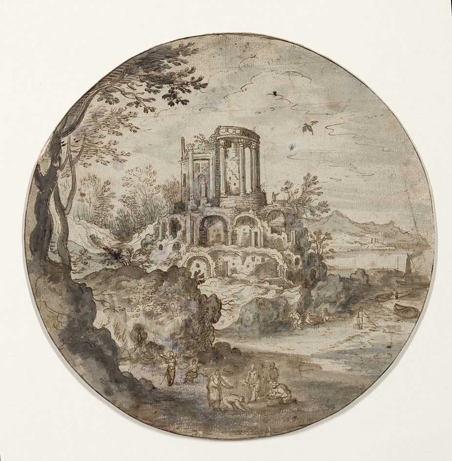 Sybillentempel van Tivoli in gefantaseerd landschap