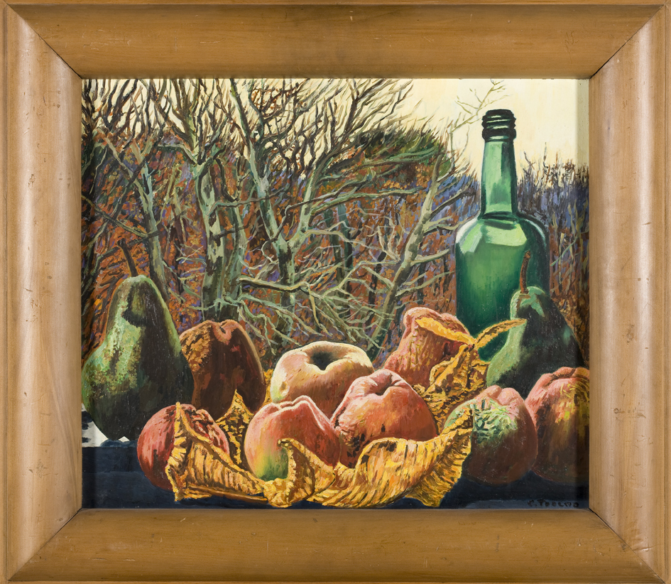 Vruchtenstilleven met fles