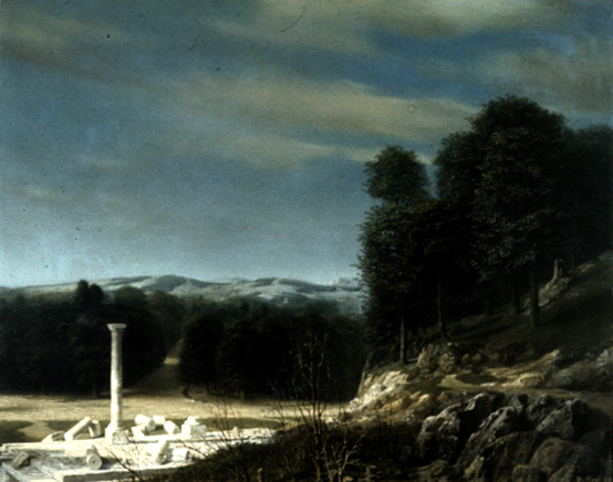 VERVALLEN (retour eigenaar) Bosrand met ruïne