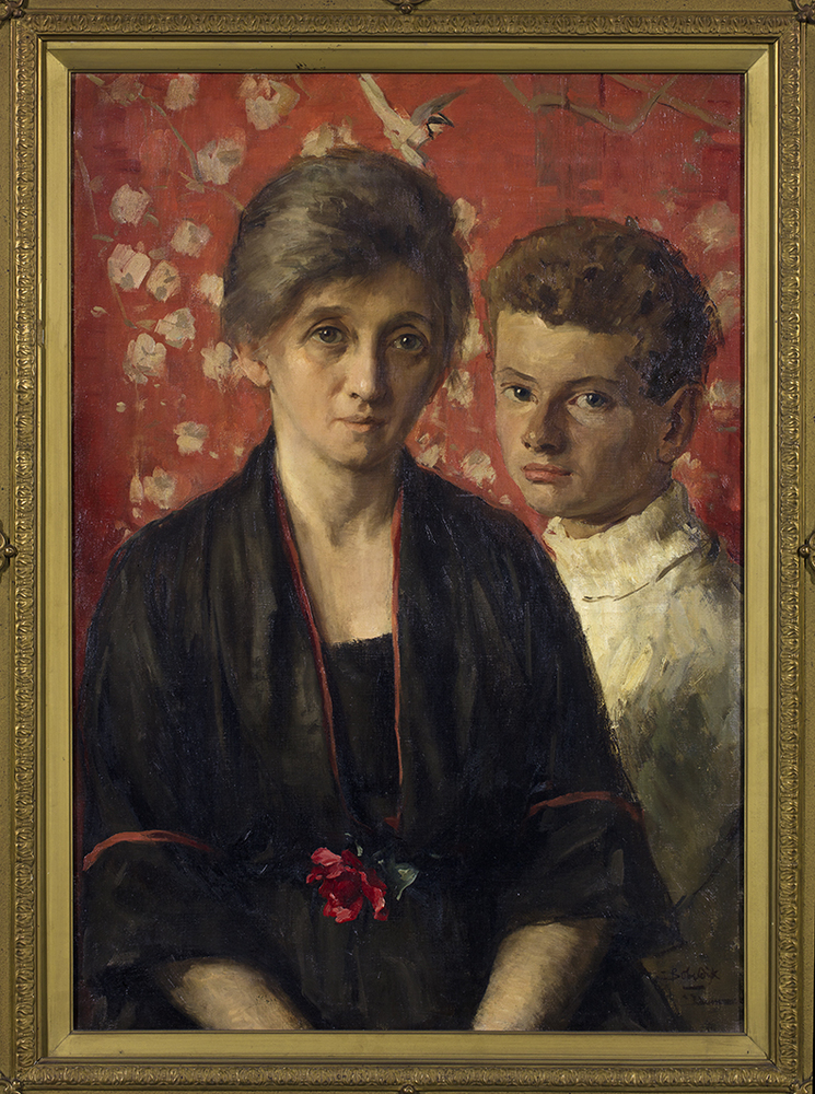 Mevrouw M. Kuiler-Bokelmann en haar zoontje Kor Kuiler