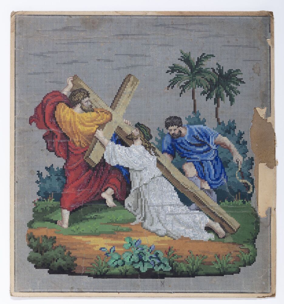 Borduur voorbeeld: Christus vallende onder het kruis