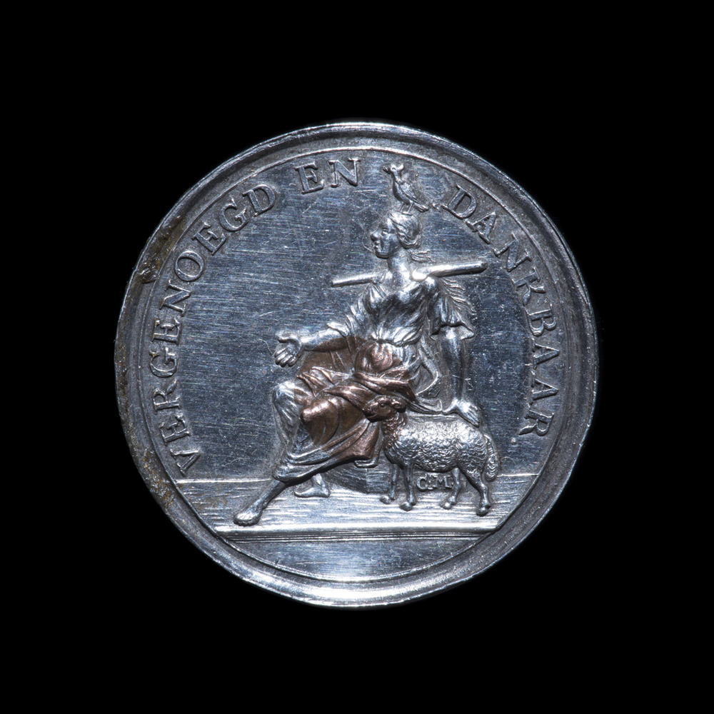 Broodpenning van de Gereformeerde Diaconie, in houten doosje