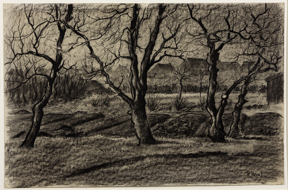 Landschap met vier bomen