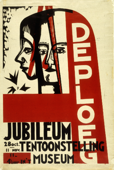Affiche 'Jubileumtentoonstelling De Ploeg' 1928