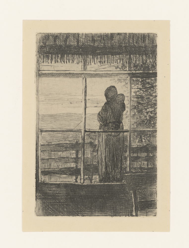 Wachtende vrouw met kind