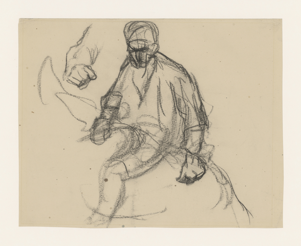 Studie voor schilderij De Bom: Man te paard