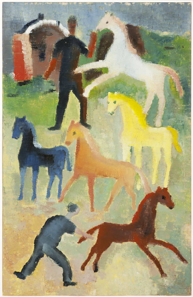 Vijf paarden en twee figuren (D-394)